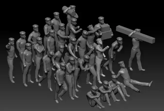 WW2 US Sailors for 3D print 3D print model