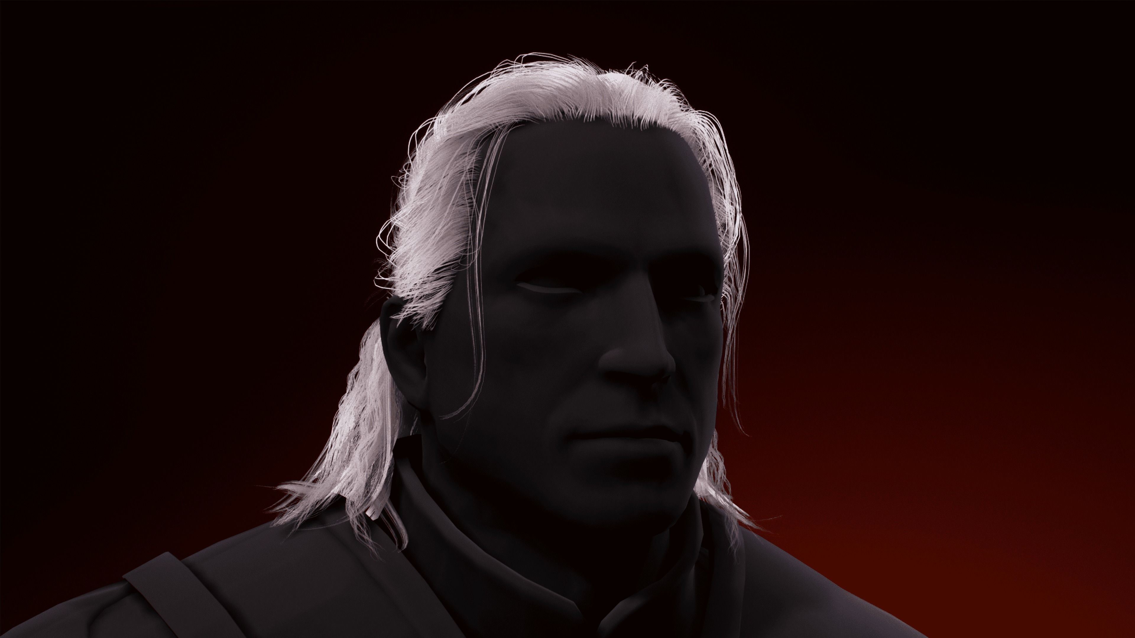 NextGen The Witcher 3 hairstyle Low-poly 3D model_4