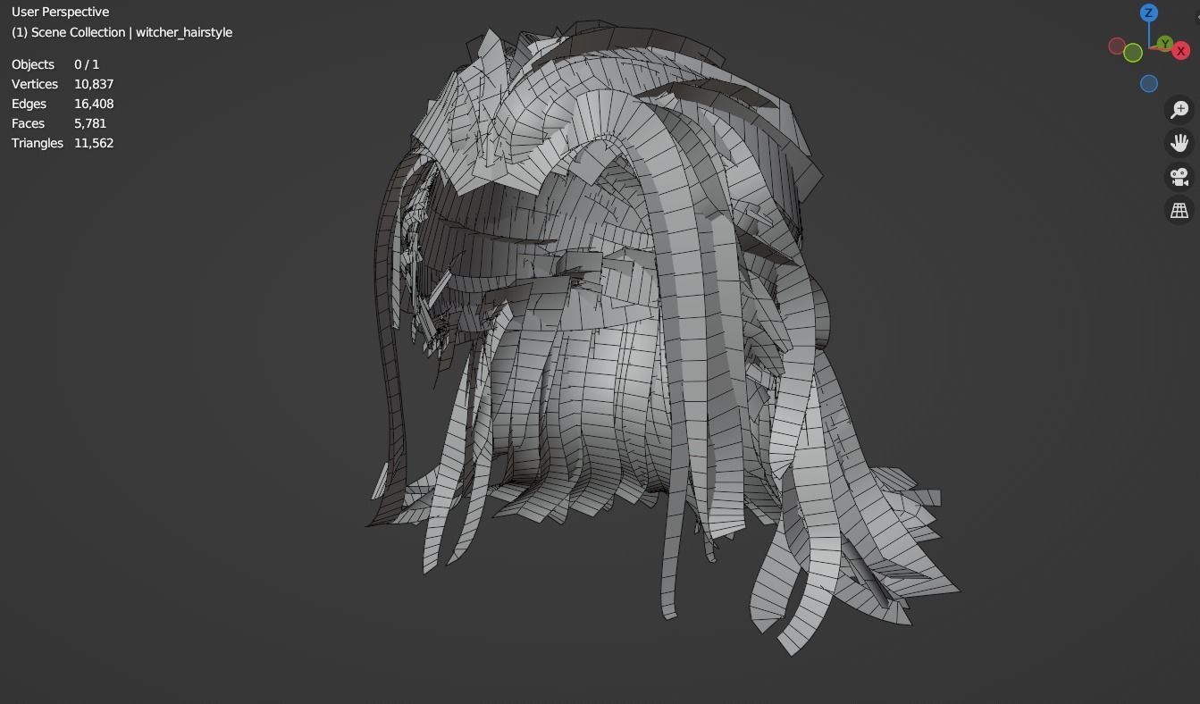 NextGen The Witcher 3 hairstyle Low-poly 3D model_6