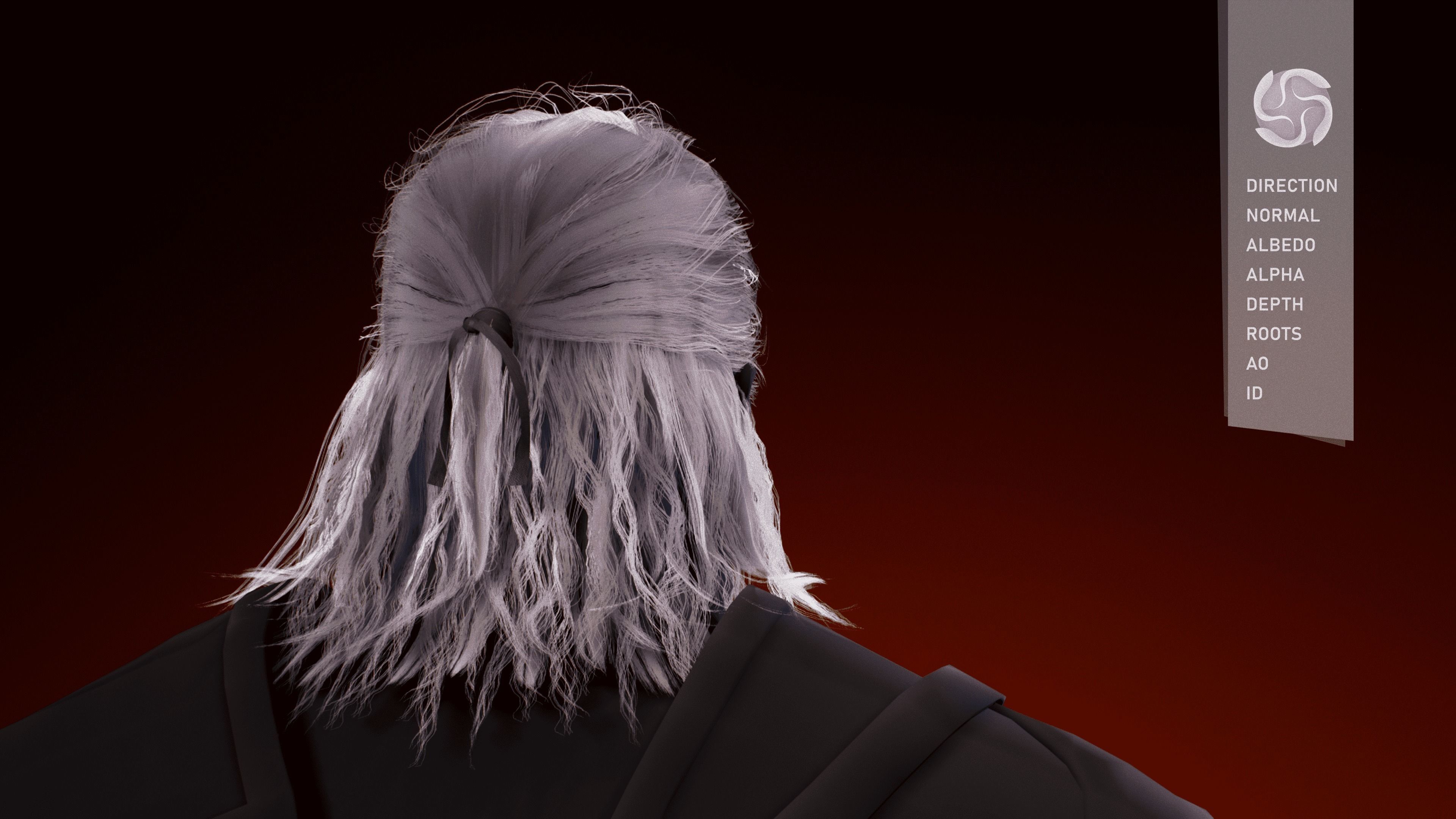 NextGen The Witcher 3 hairstyle Low-poly 3D model_3