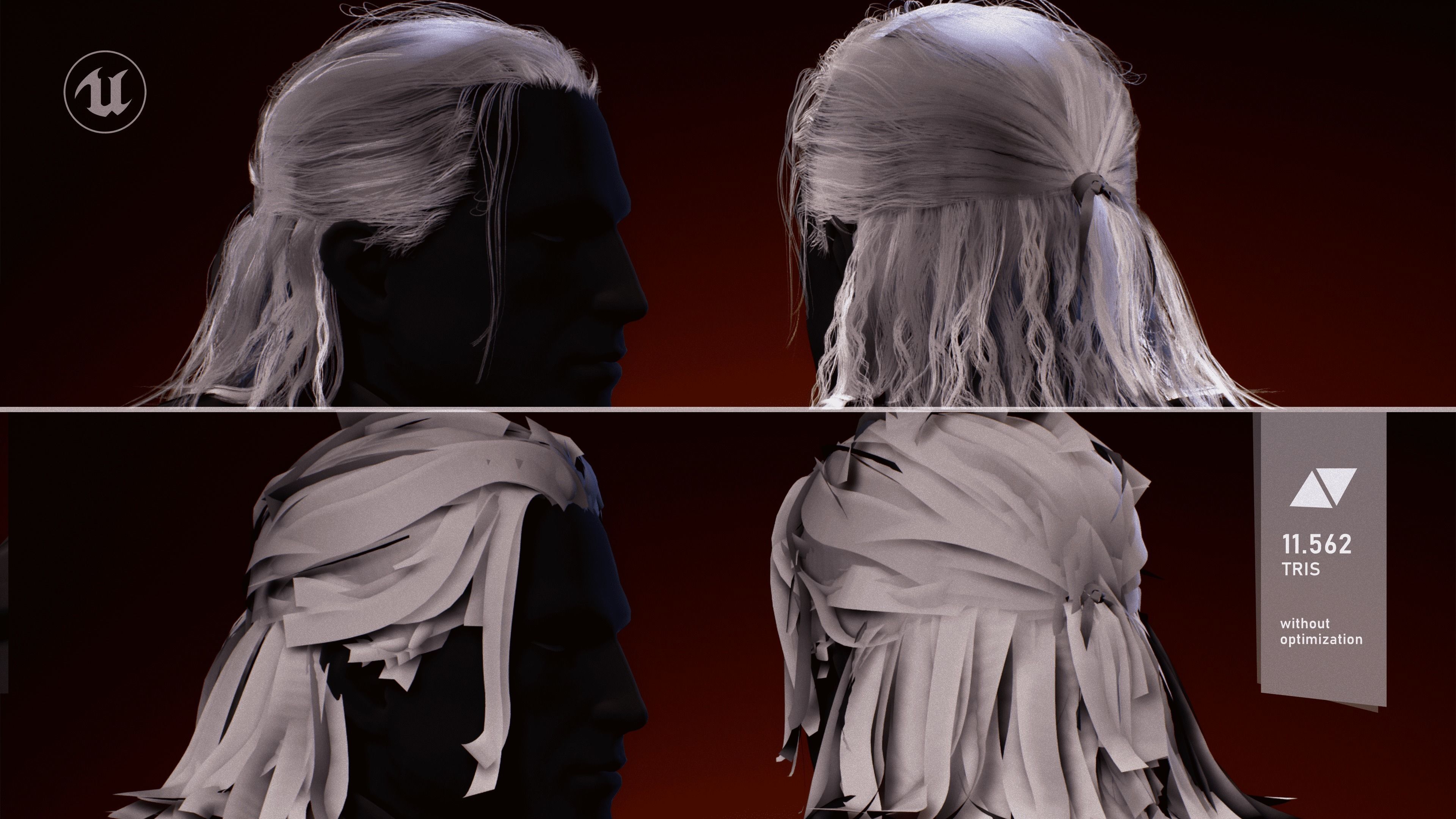 NextGen The Witcher 3 hairstyle Low-poly 3D model_2