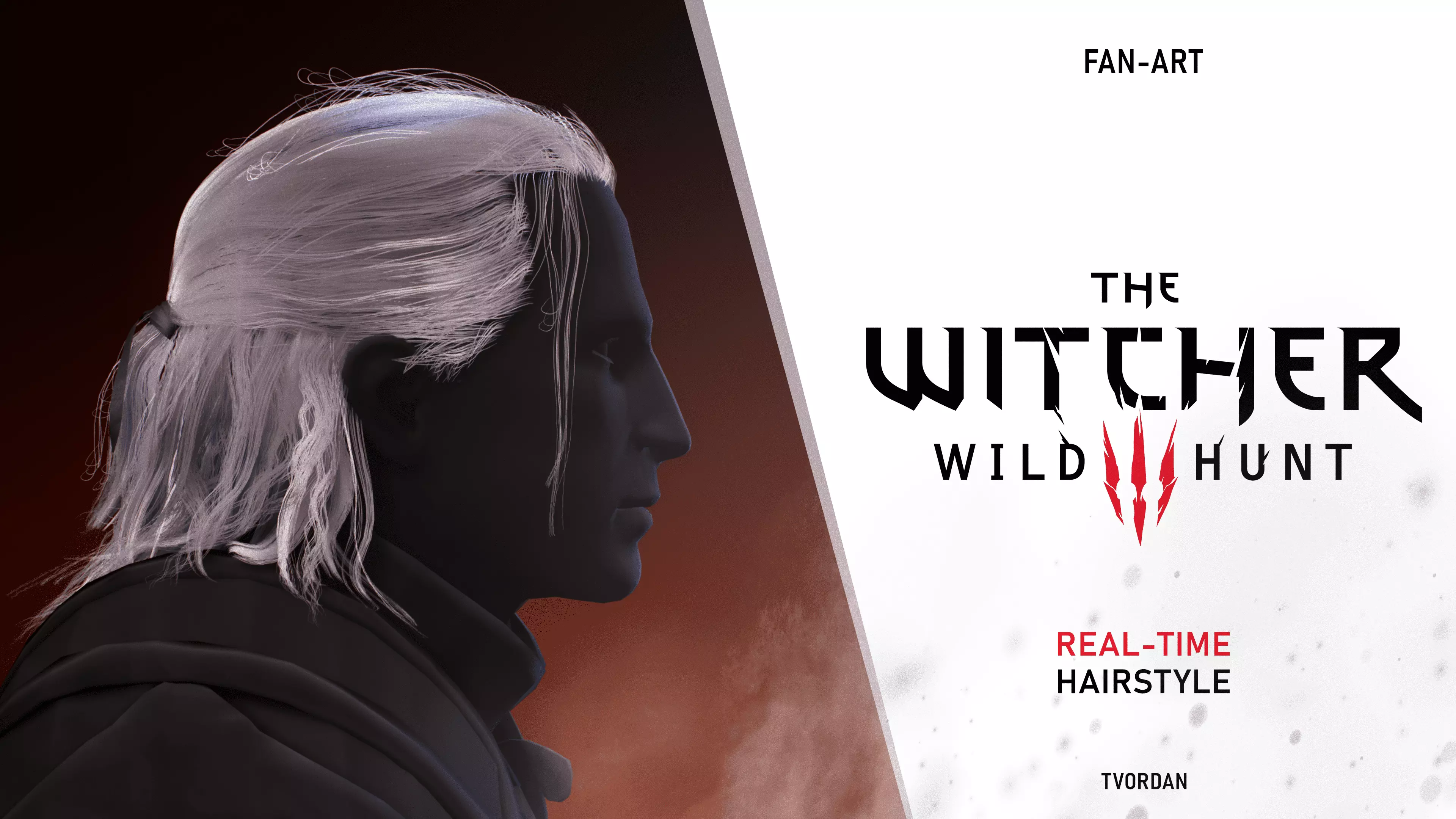 NextGen The Witcher 3 hairstyle Low-poly 3D model_0