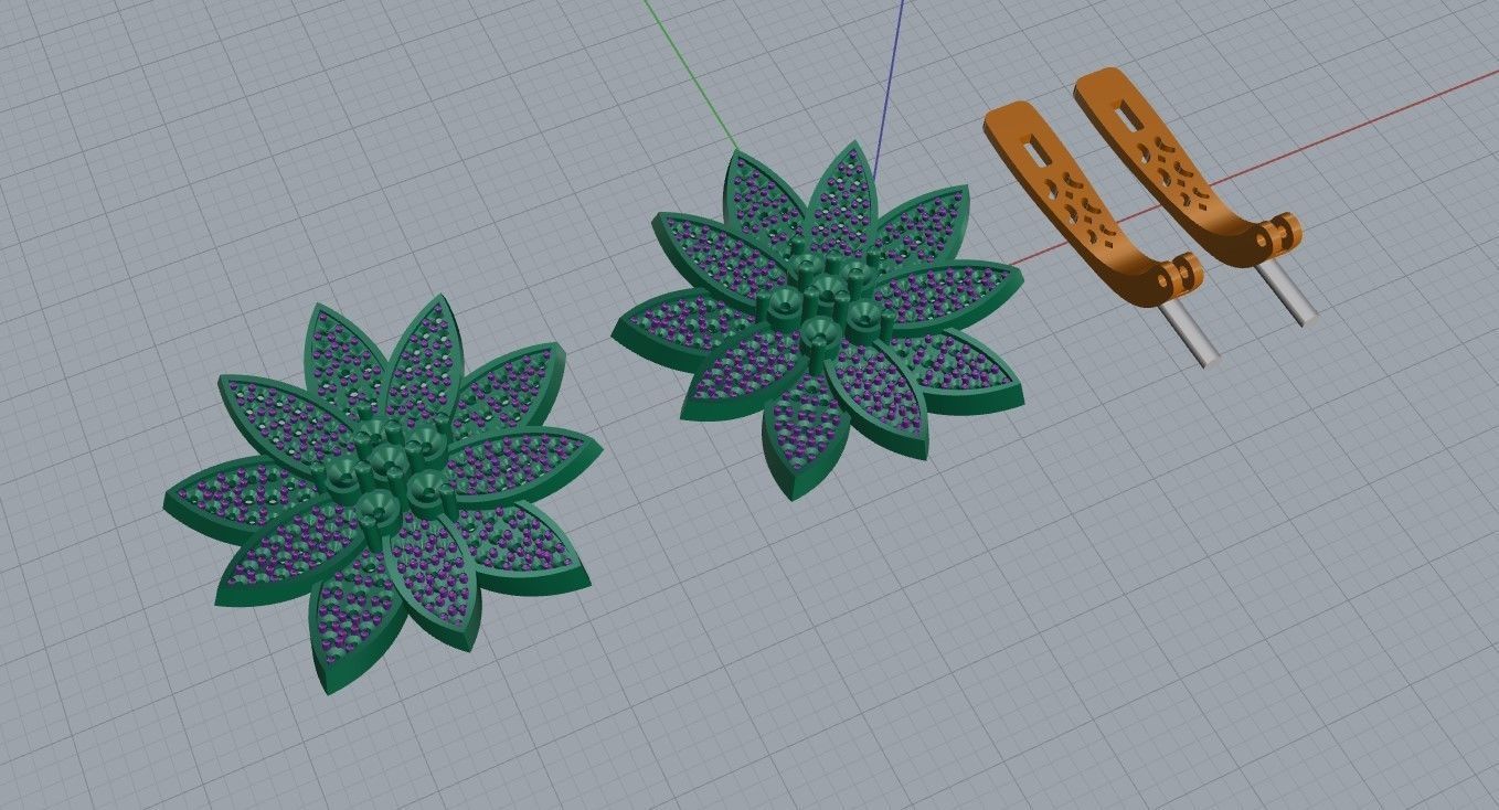 Ring and Earrings in flower style 3D print model_11