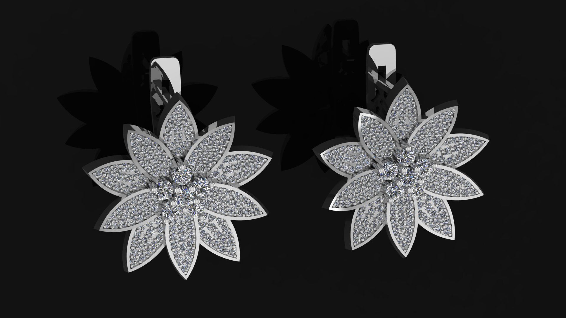 Ring and Earrings in flower style 3D print model_3