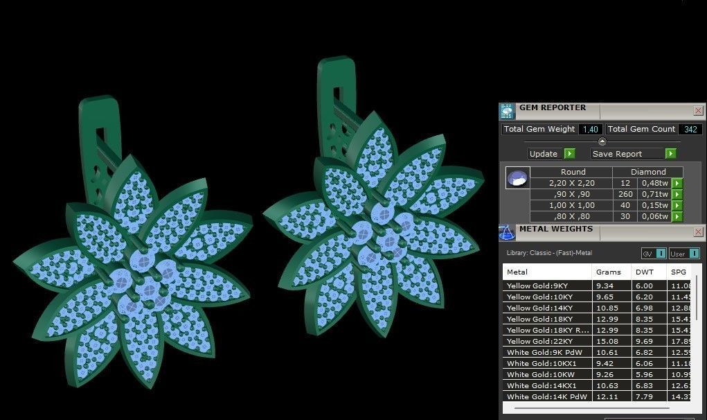 Ring and Earrings in flower style 3D print model_12