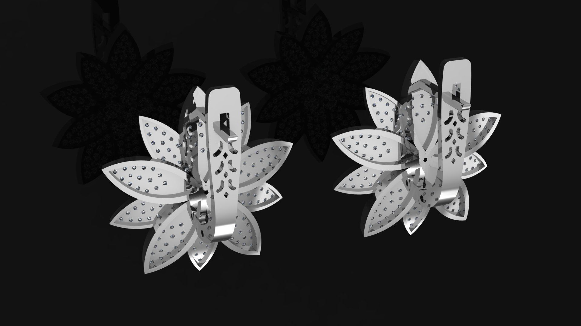 Ring and Earrings in flower style 3D print model_4