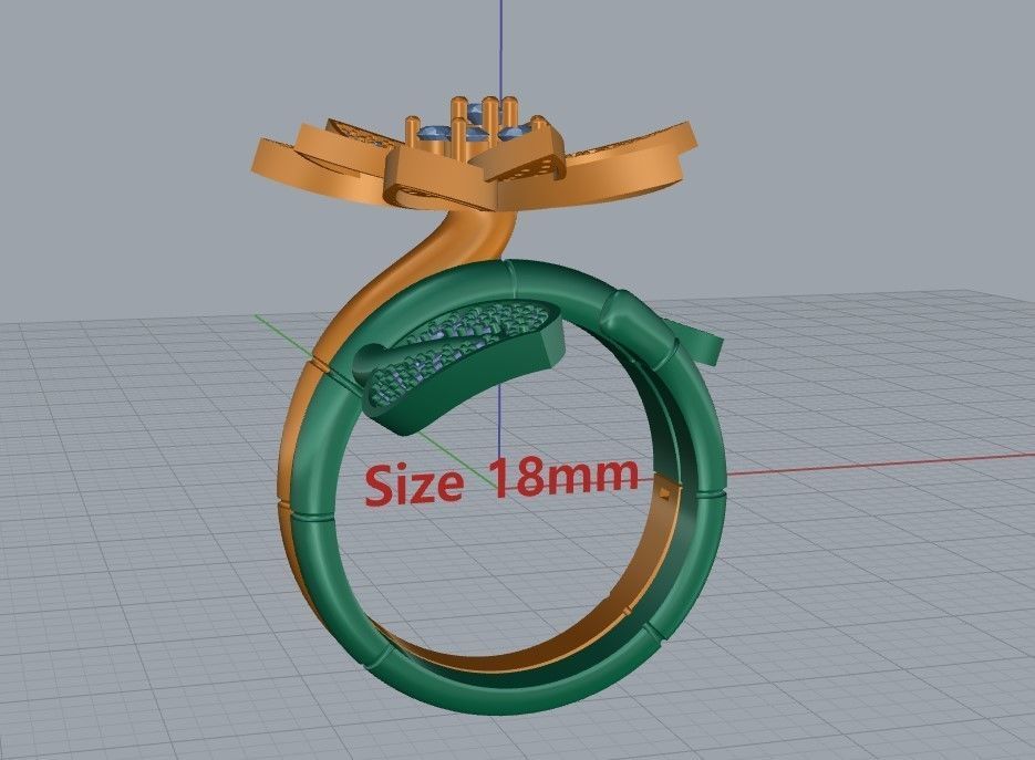 Ring and Earrings in flower style 3D print model_16