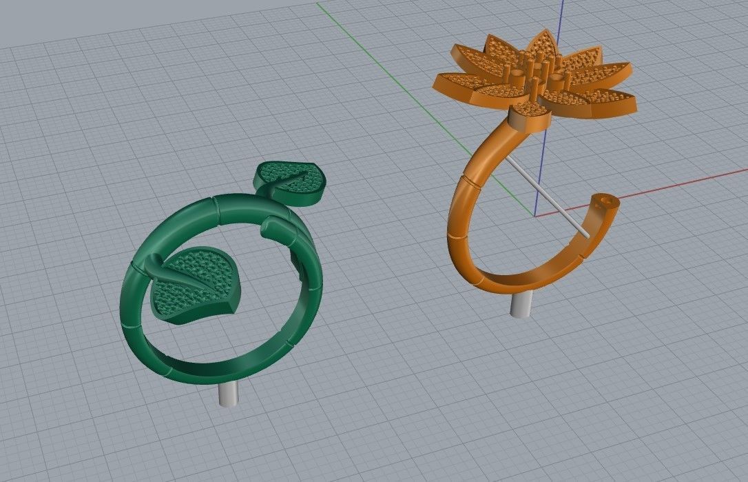 Ring and Earrings in flower style 3D print model_9