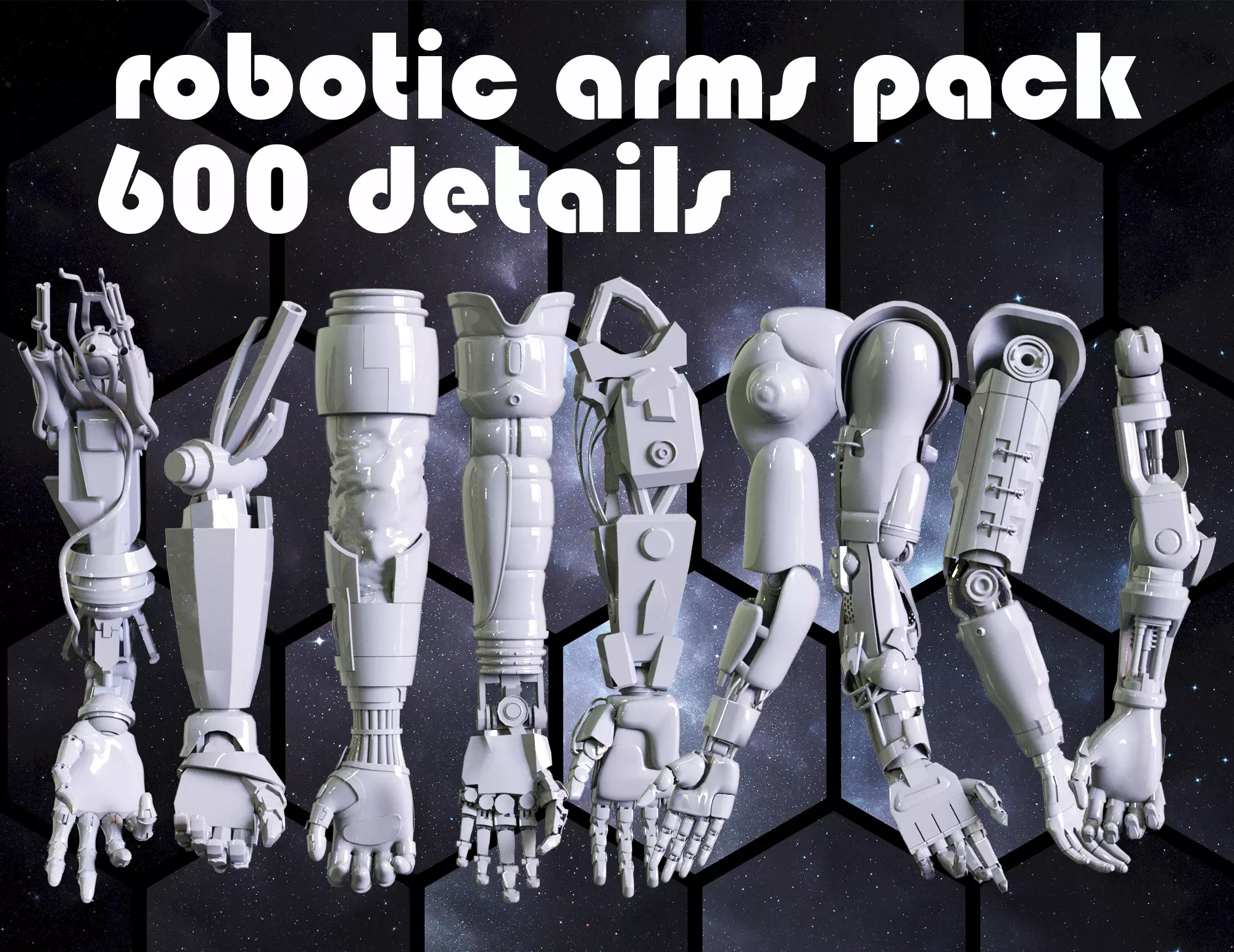 Hard Surface Robot Arms pack 3D model 3D model_0
