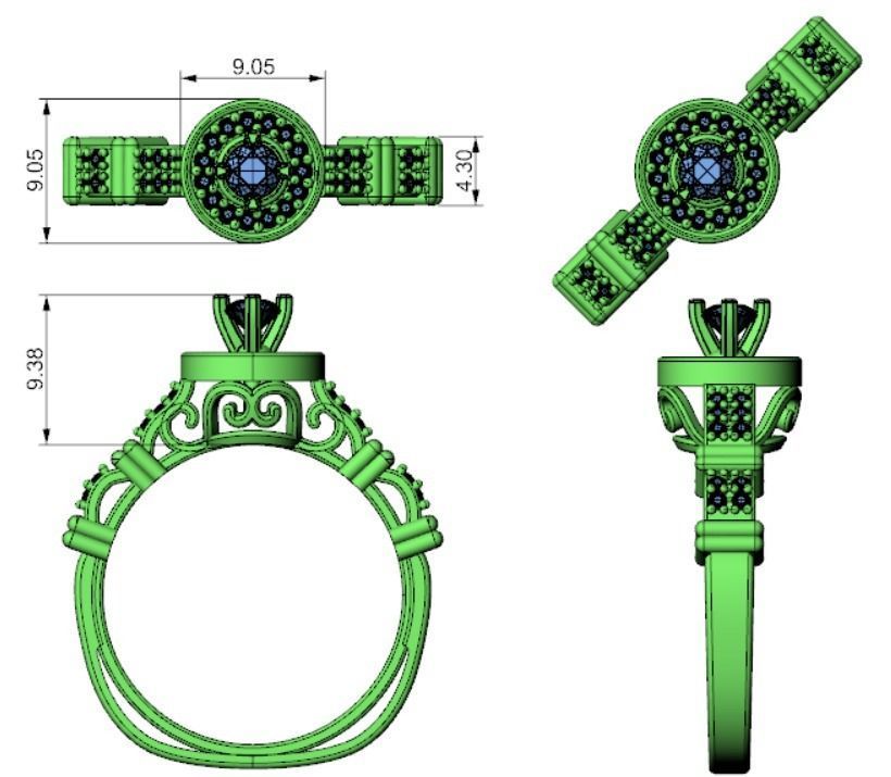 solitaire ring 10 3D print model_4