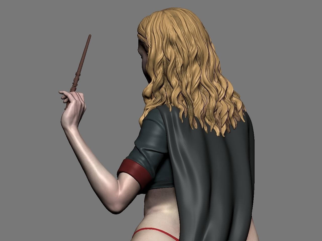 Hermione Adult on the Broomstick 3D print model_22