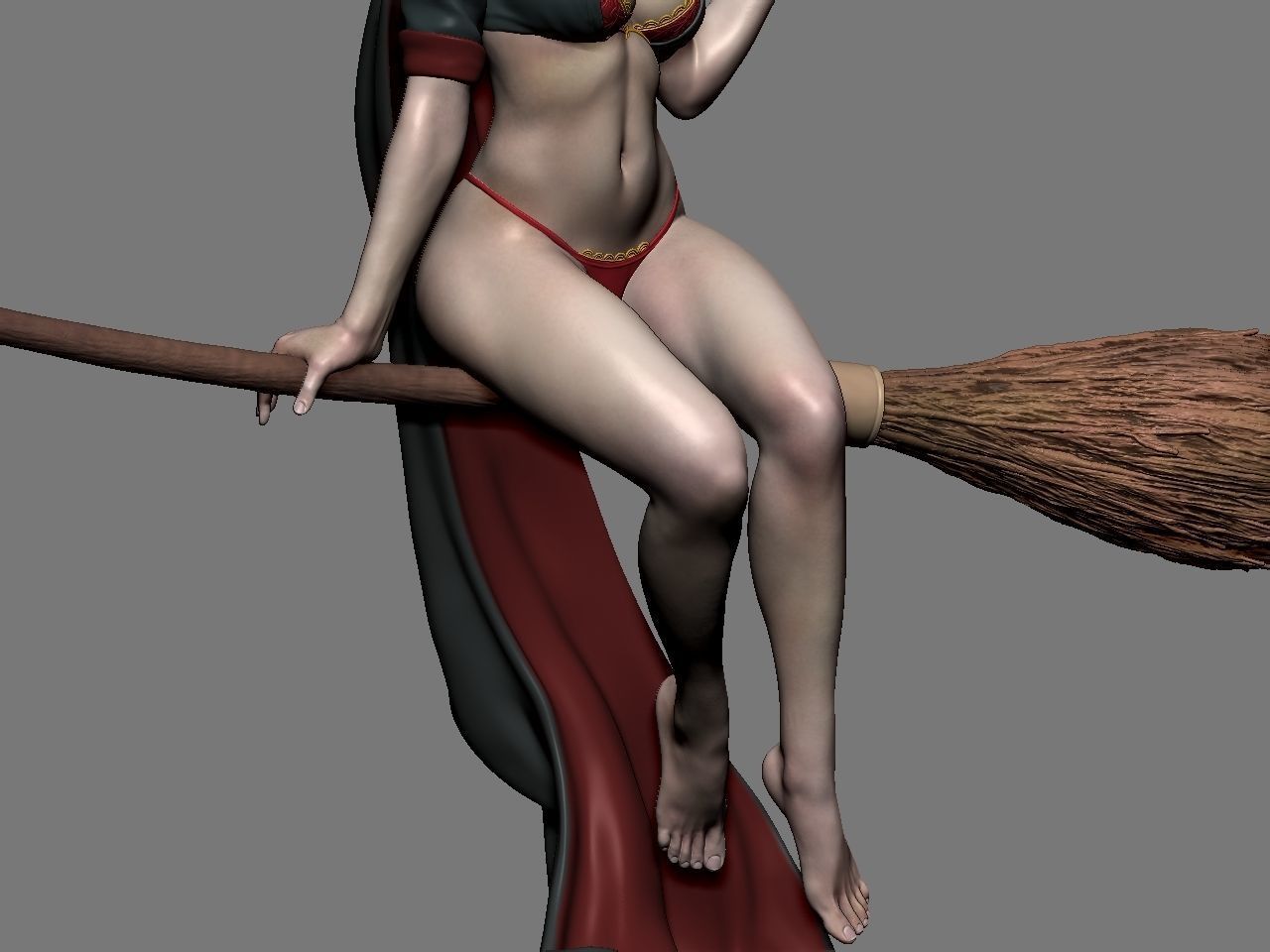 Hermione Adult on the Broomstick 3D print model_46