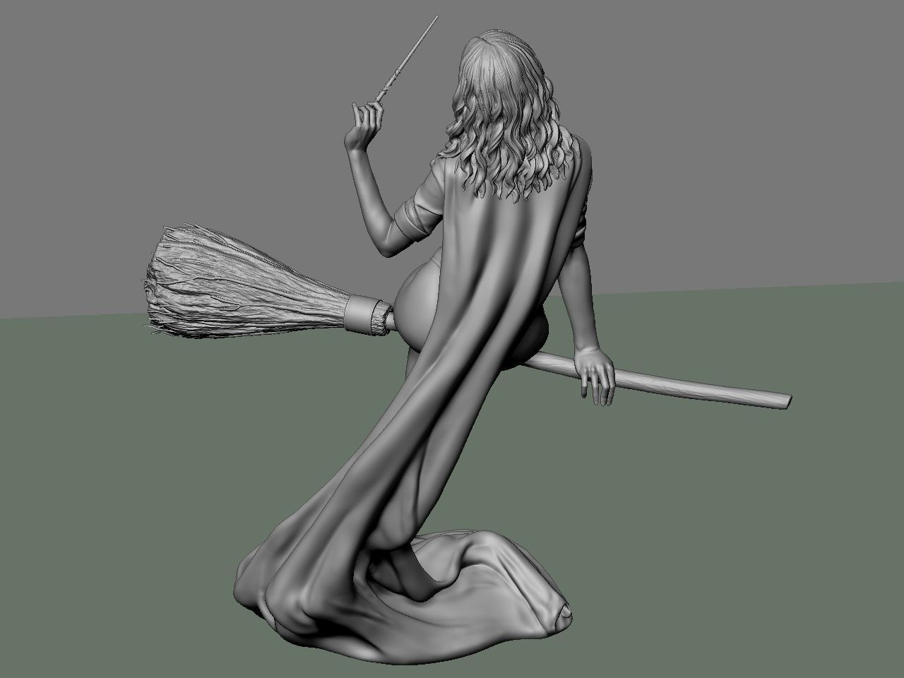 Hermione Adult on the Broomstick 3D print model_57