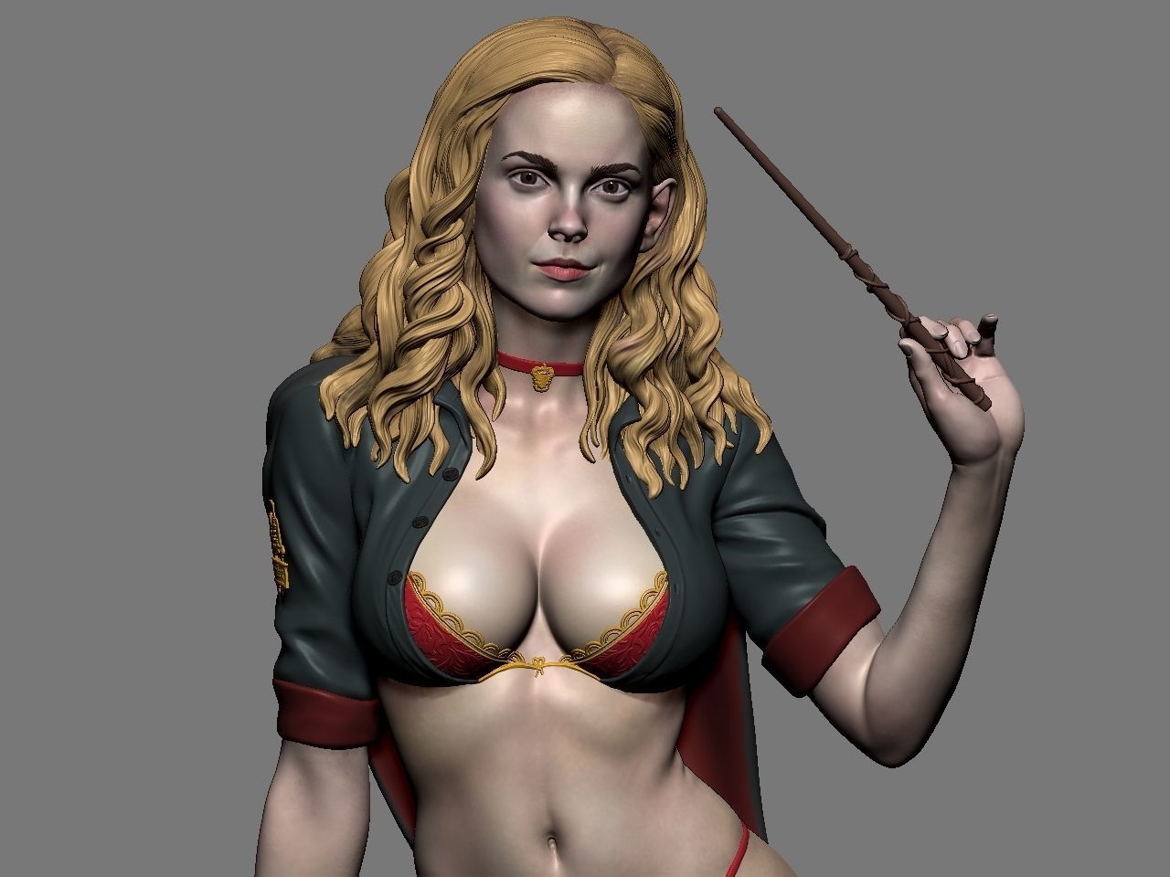 Hermione Adult on the Broomstick 3D print model_16