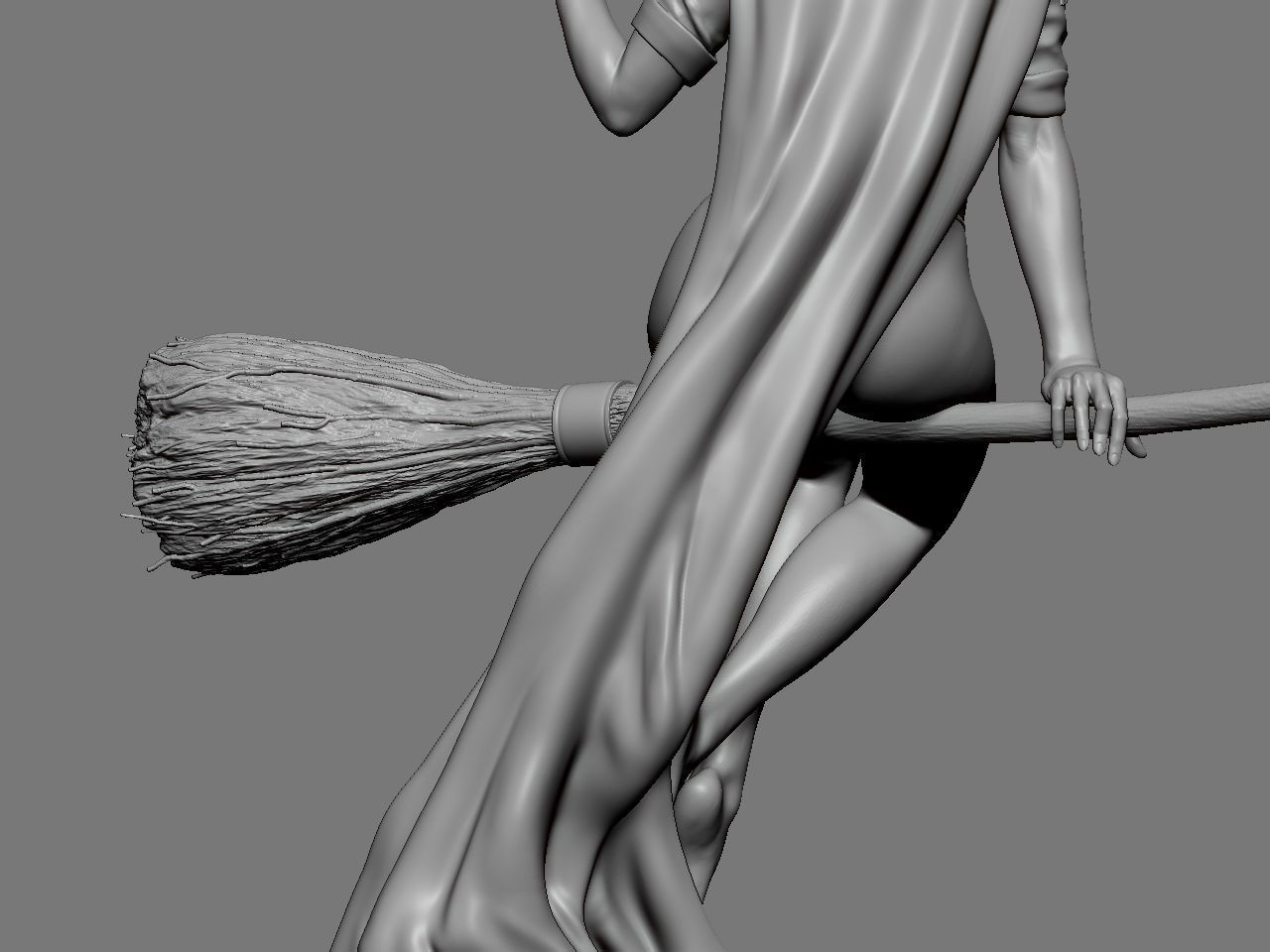 Hermione Adult on the Broomstick 3D print model_41
