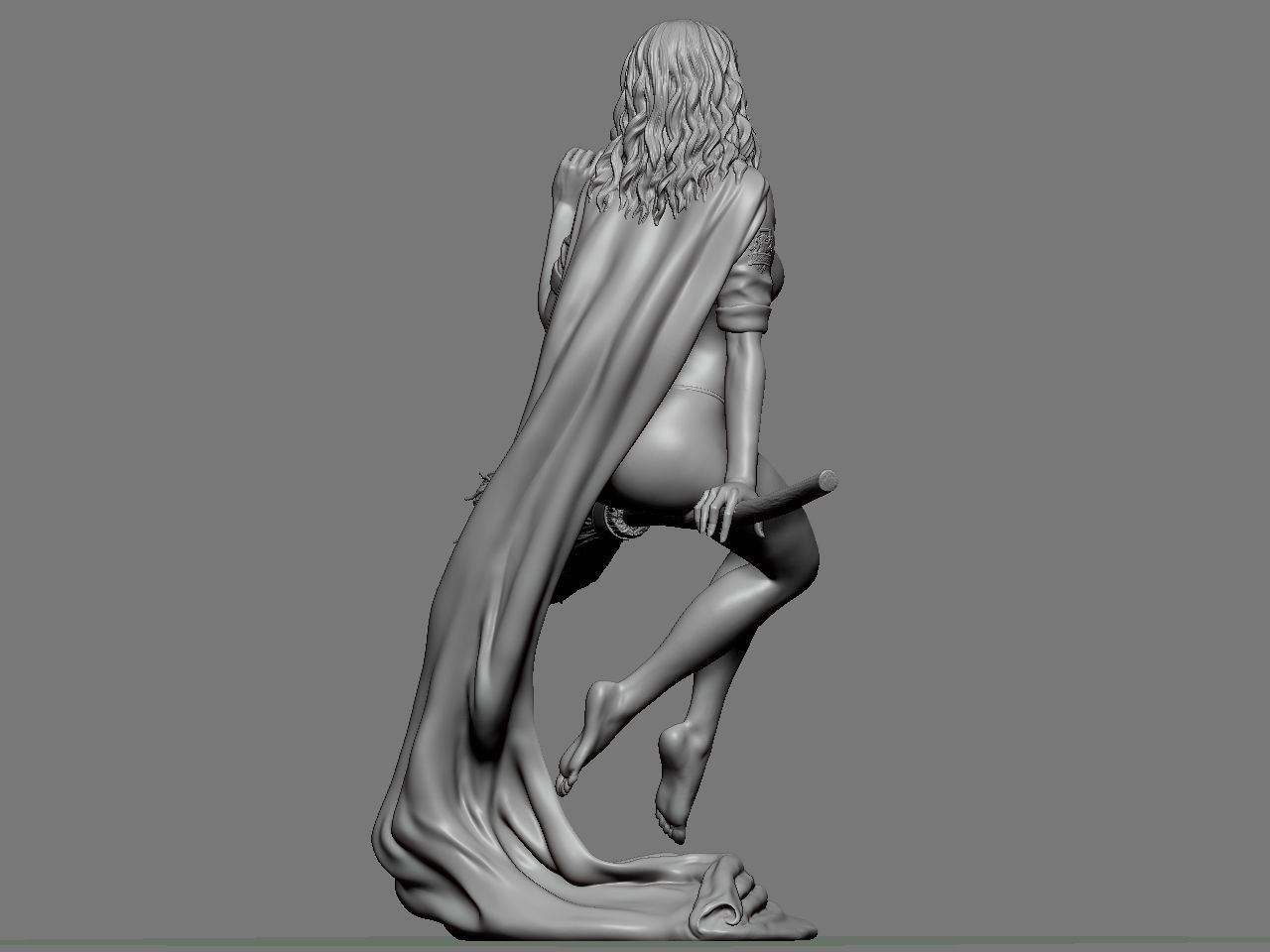 Hermione Adult on the Broomstick 3D print model_11