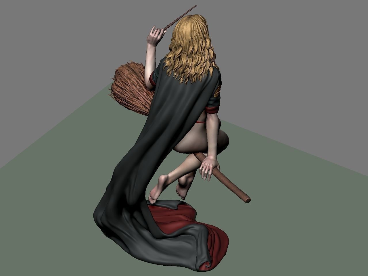 Hermione Adult on the Broomstick 3D print model_58