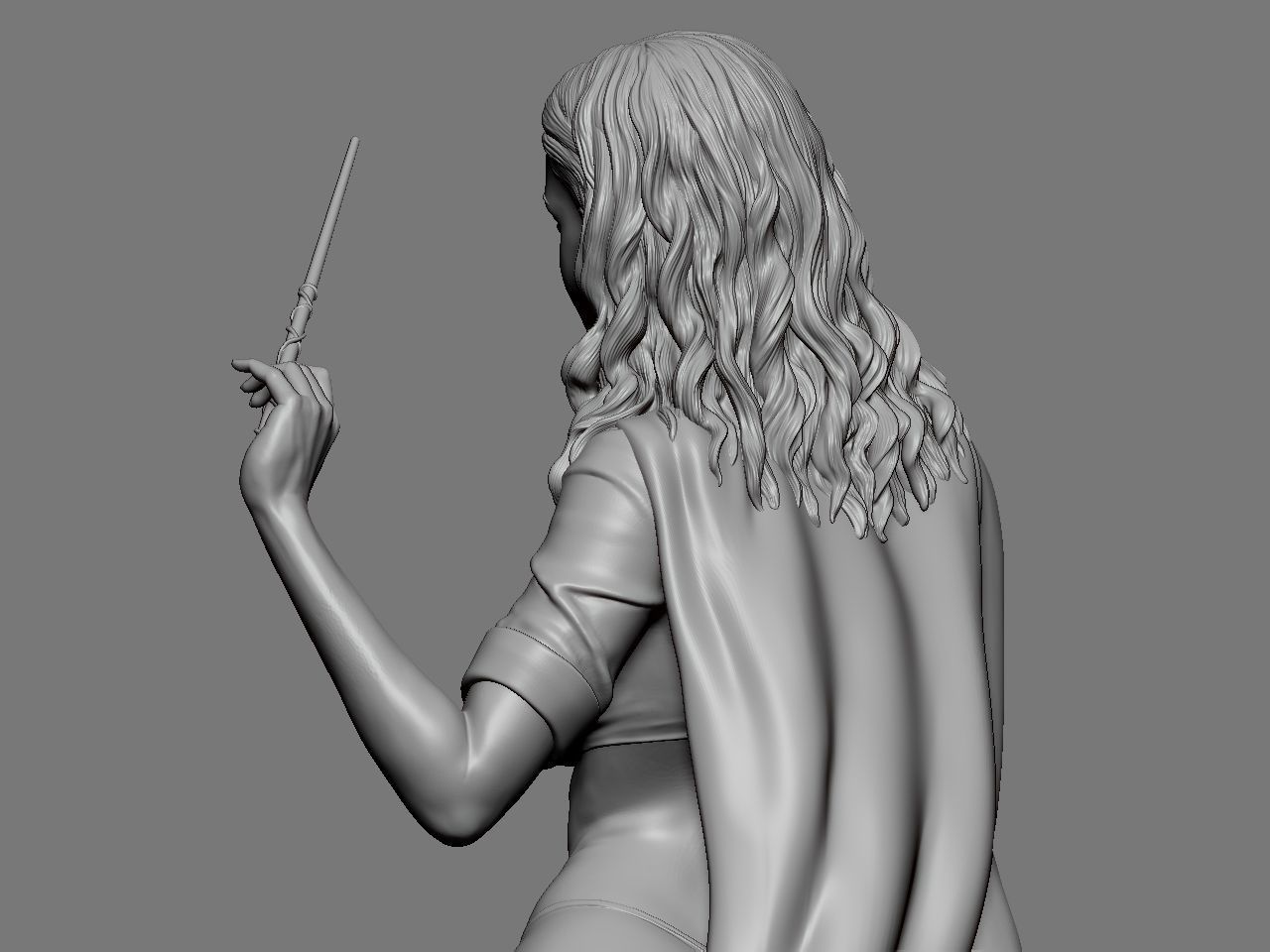 Hermione Adult on the Broomstick 3D print model_23