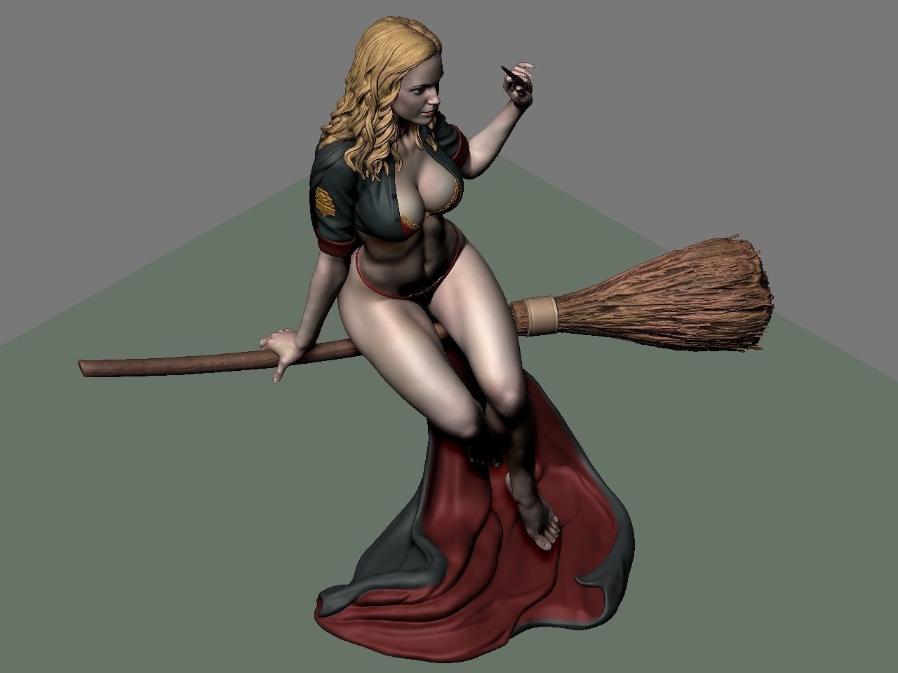 Hermione Adult on the Broomstick 3D print model_62