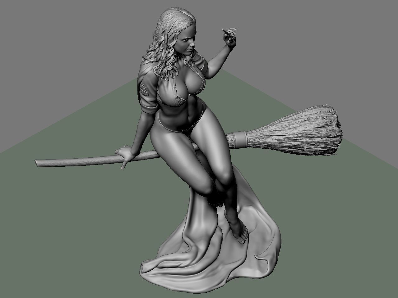 Hermione Adult on the Broomstick 3D print model_63