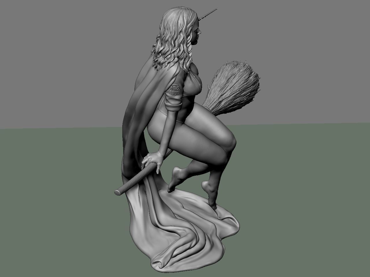 Hermione Adult on the Broomstick 3D print model_61