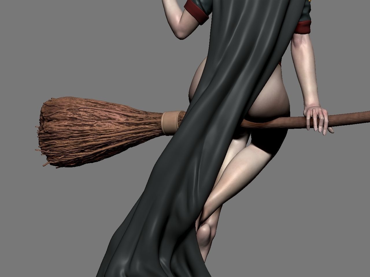 Hermione Adult on the Broomstick 3D print model_40