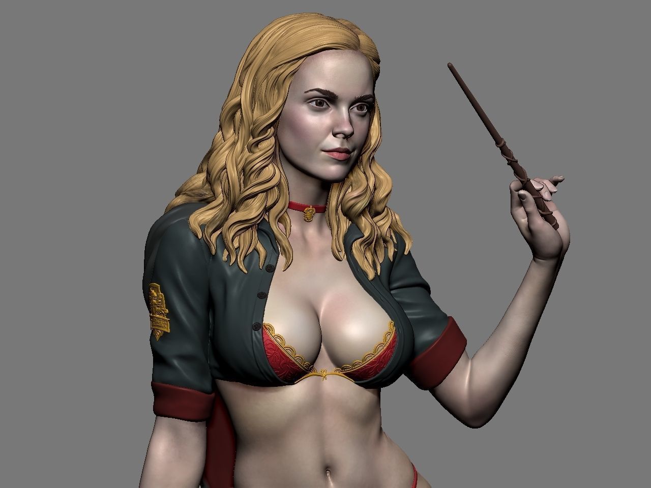 Hermione Adult on the Broomstick 3D print model_30