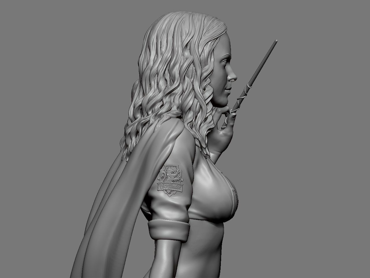 Hermione Adult on the Broomstick 3D print model_29