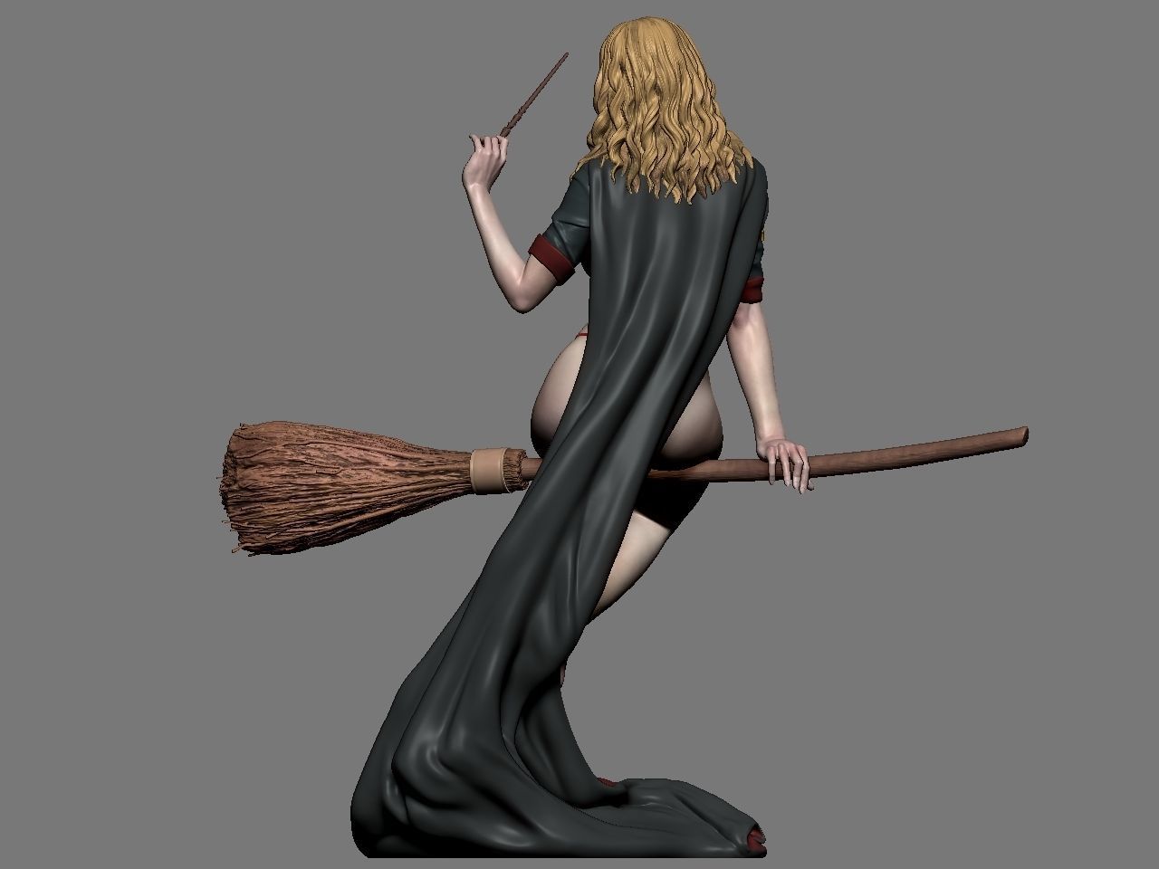 Hermione Adult on the Broomstick 3D print model_8