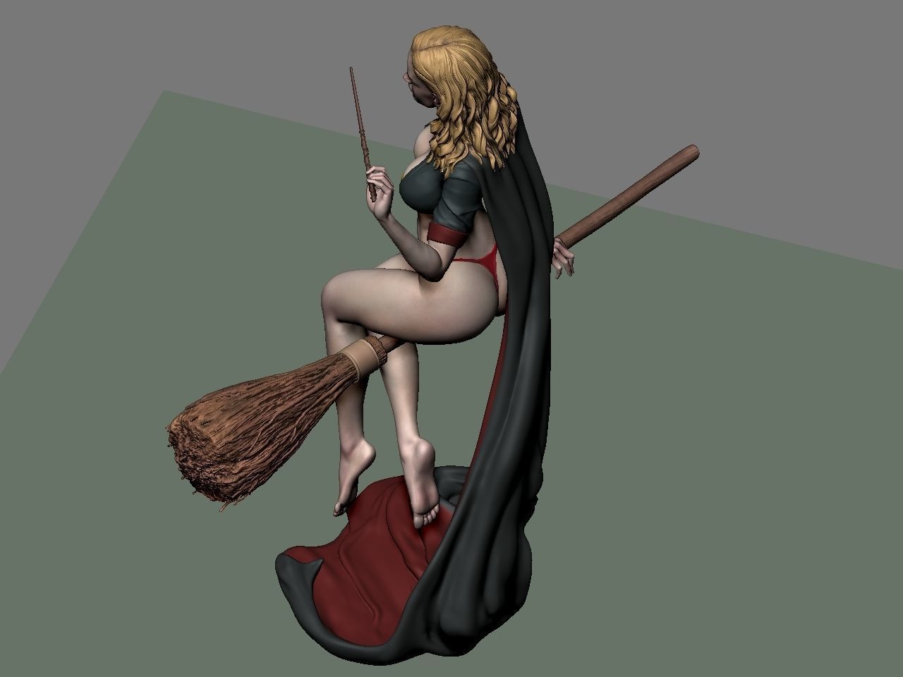 Hermione Adult on the Broomstick 3D print model_54