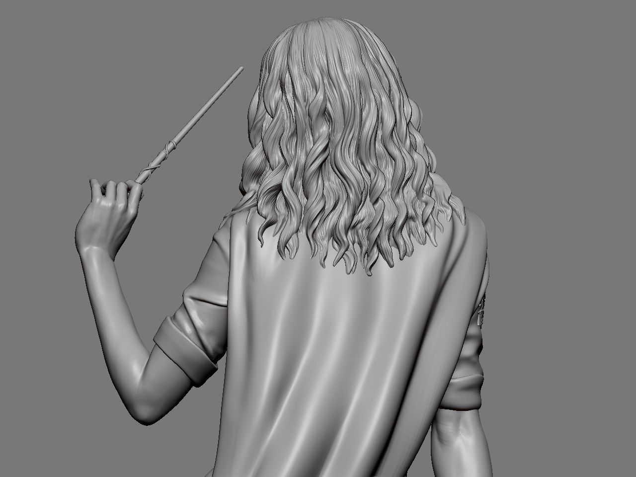 Hermione Adult on the Broomstick 3D print model_25