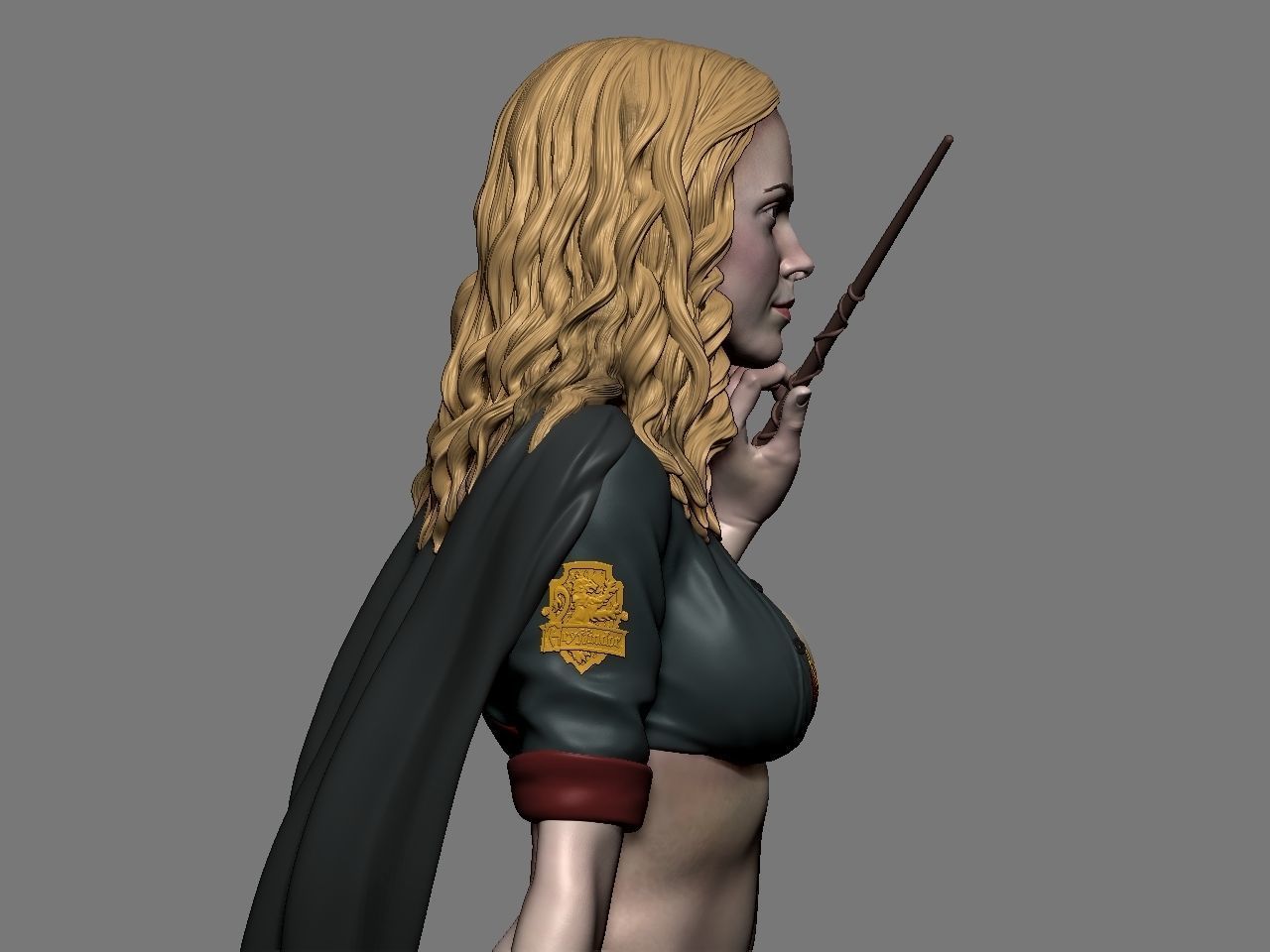 Hermione Adult on the Broomstick 3D print model_28