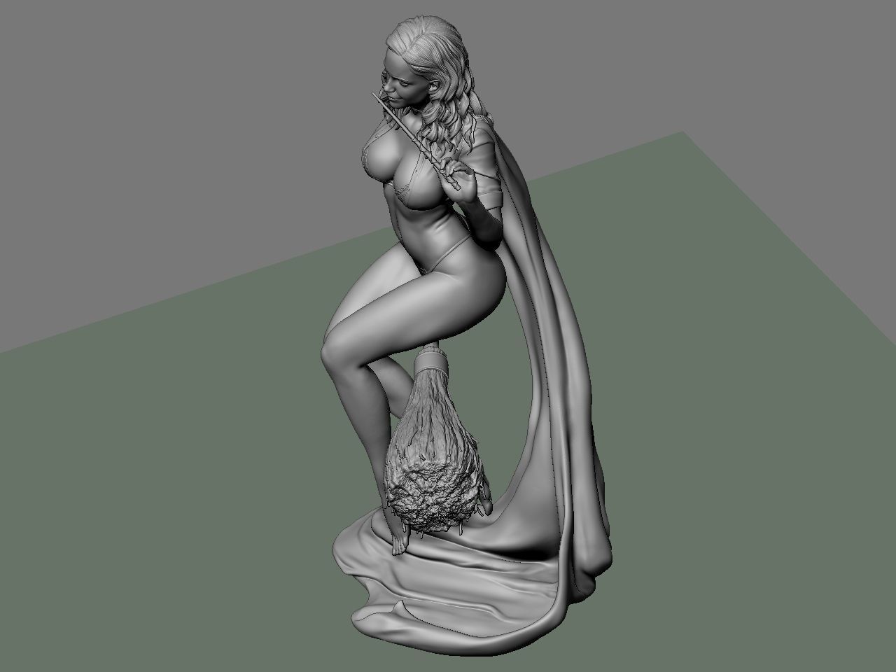 Hermione Adult on the Broomstick 3D print model_53