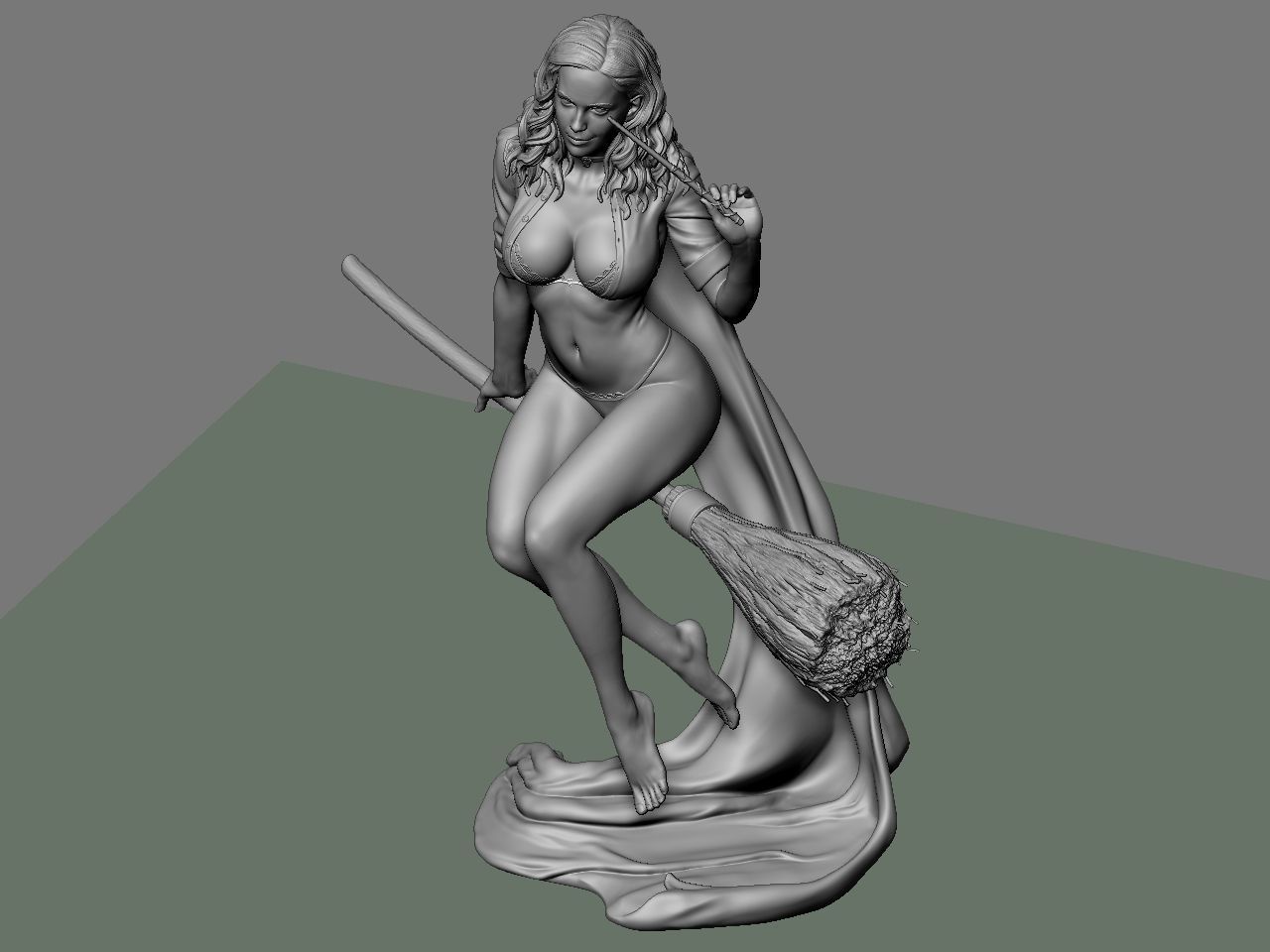 Hermione Adult on the Broomstick 3D print model_51