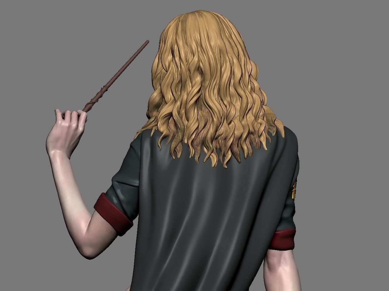 Hermione Adult on the Broomstick 3D print model_24