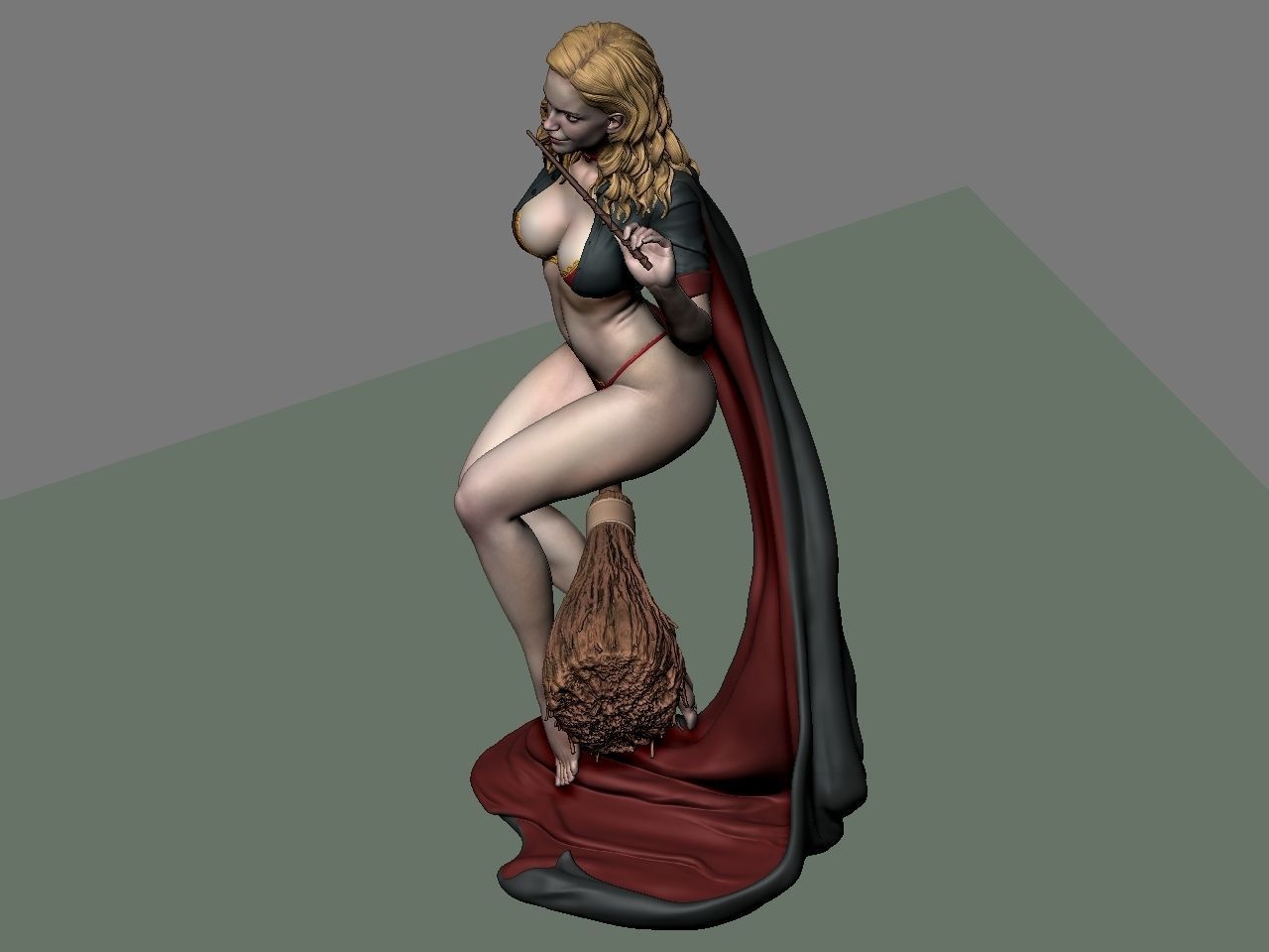 Hermione Adult on the Broomstick 3D print model_52