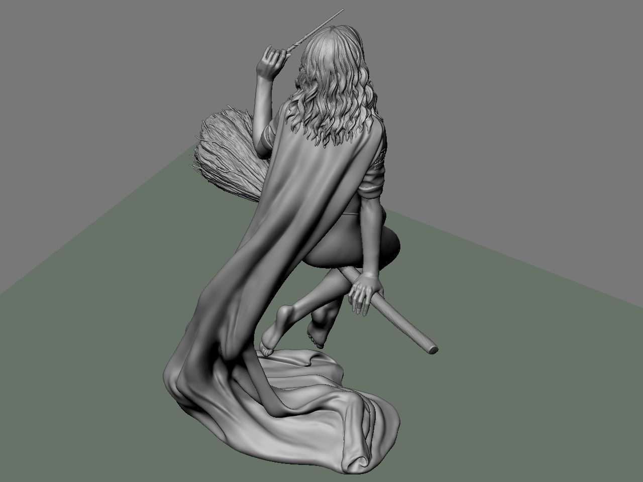 Hermione Adult on the Broomstick 3D print model_59