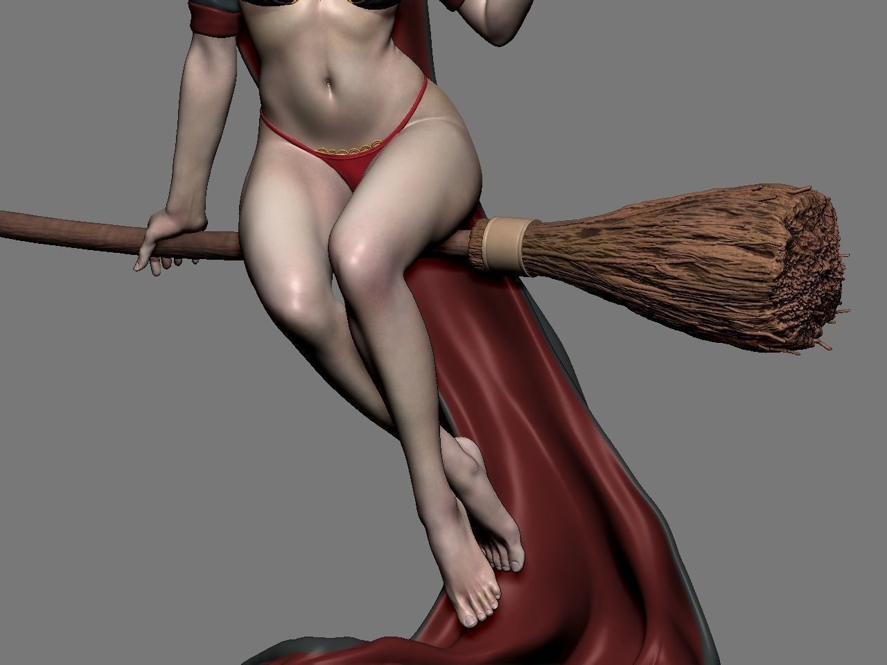 Hermione Adult on the Broomstick 3D print model_32
