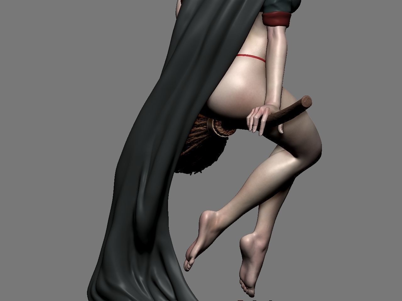 Hermione Adult on the Broomstick 3D print model_42