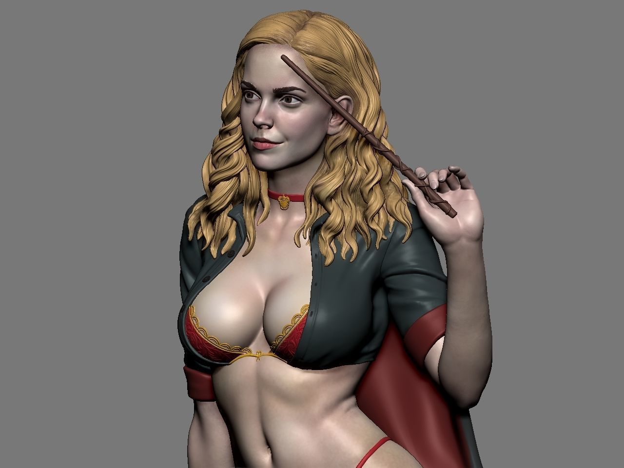 Hermione Adult on the Broomstick 3D print model_18