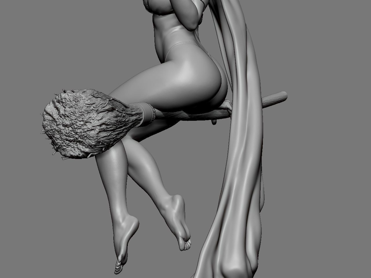 Hermione Adult on the Broomstick 3D print model_37