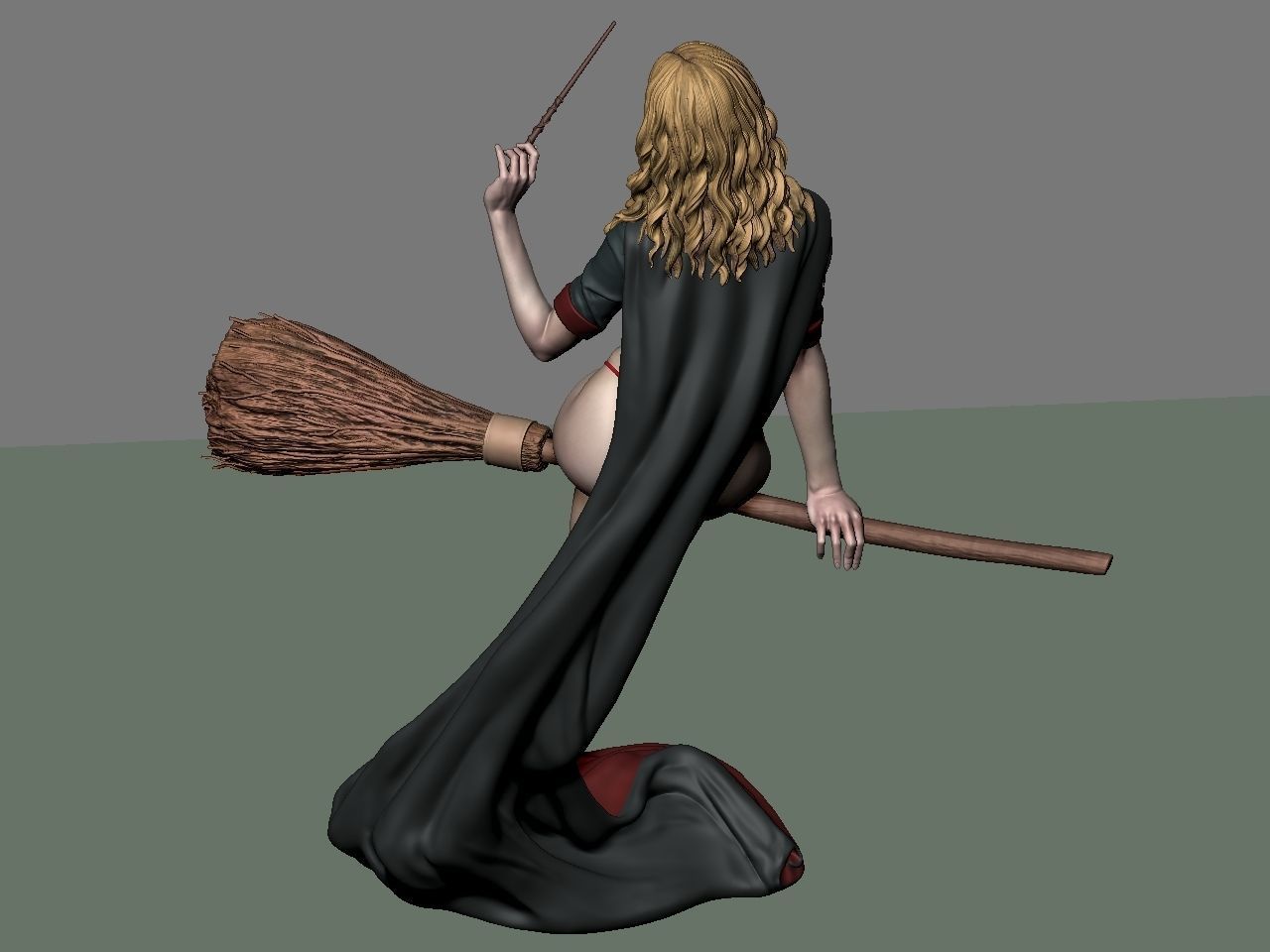 Hermione Adult on the Broomstick 3D print model_56