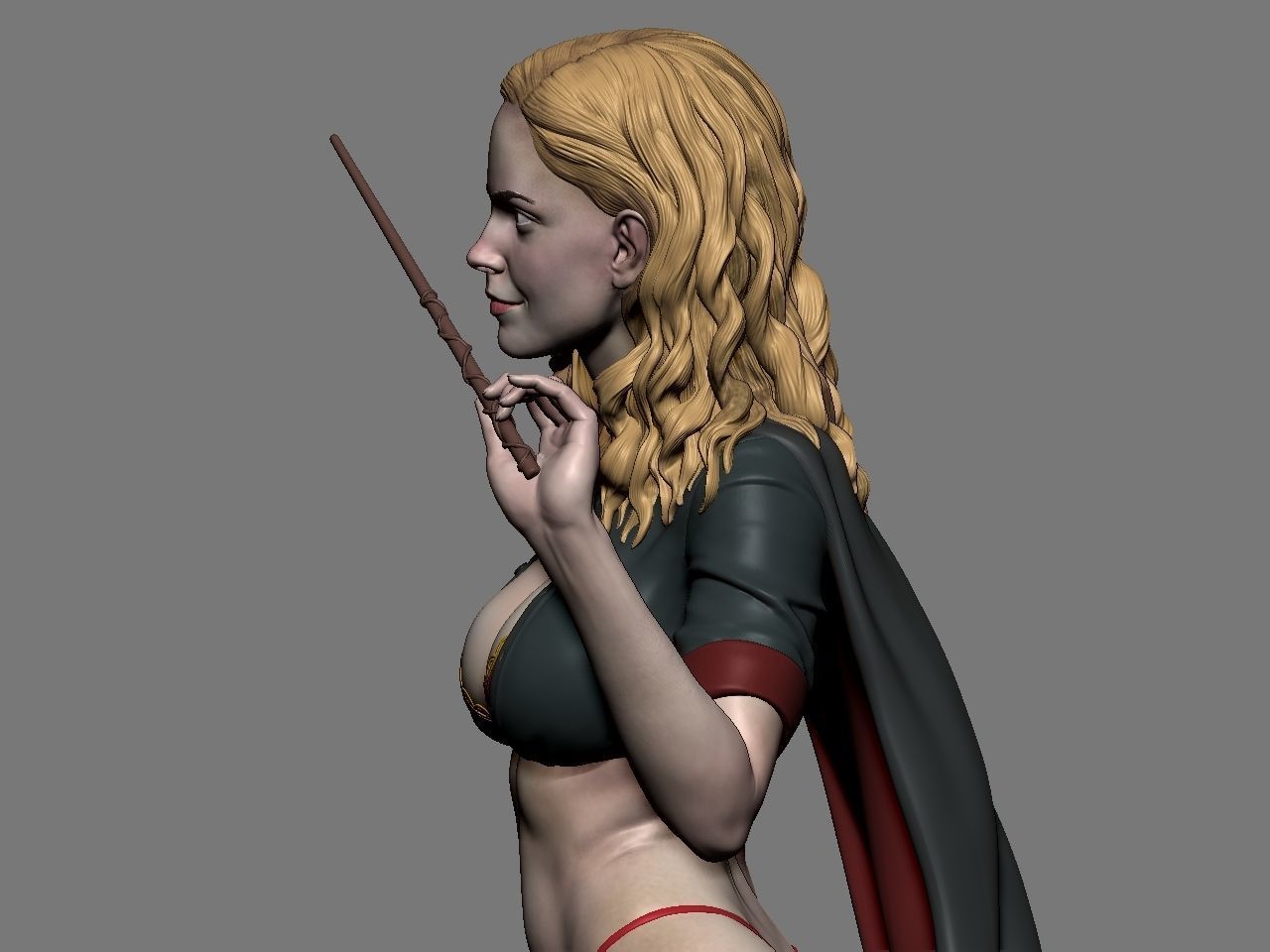 Hermione Adult on the Broomstick 3D print model_20
