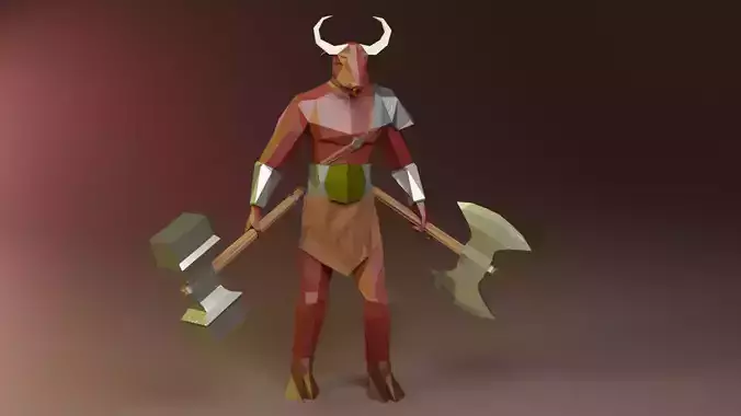 Minotaur Beast Greek mythology   Gameready Rigged  Low-poly 3D model