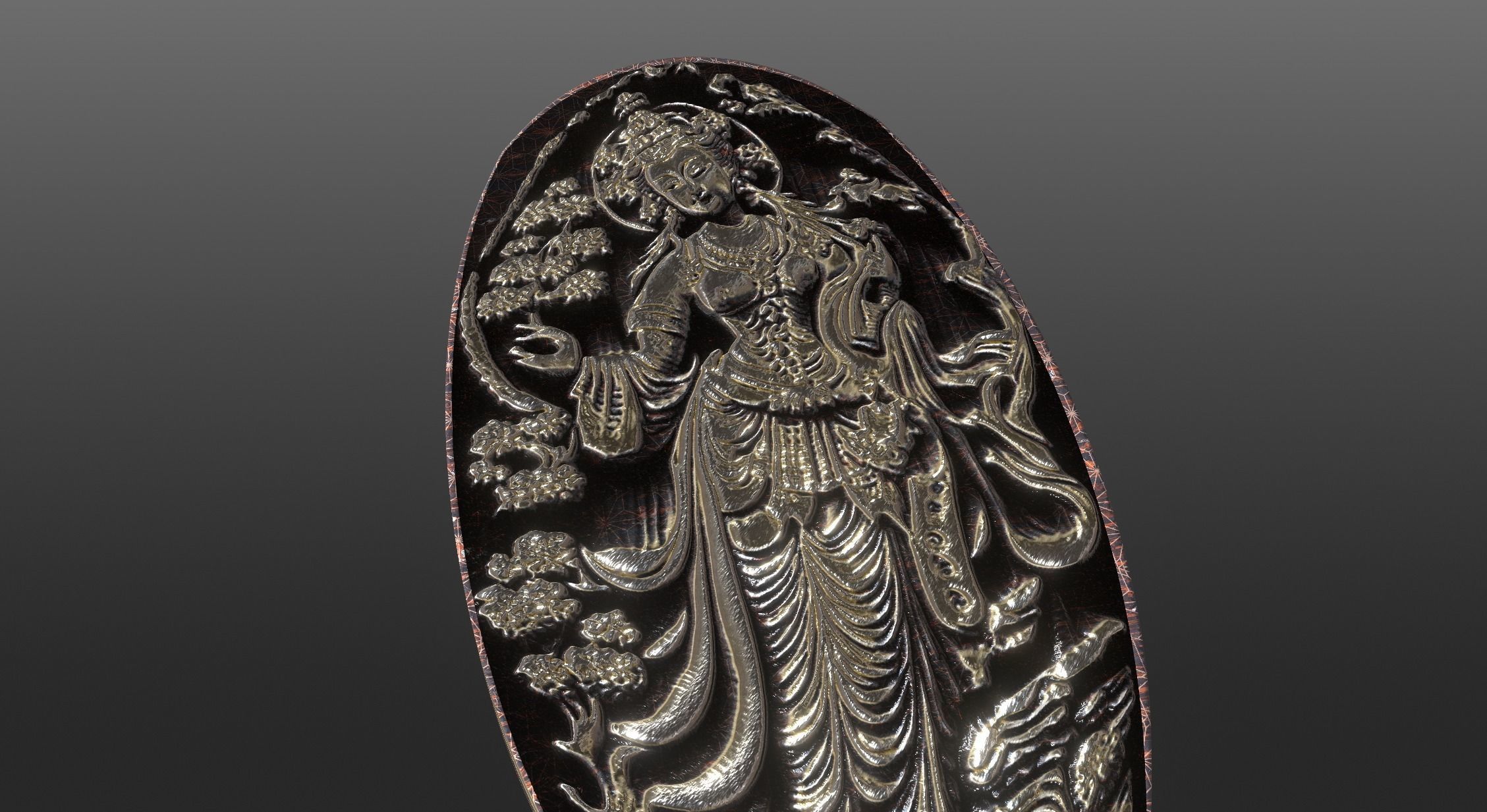 Ancient oriental sacre decorative basrelief Low-poly 3D model_23