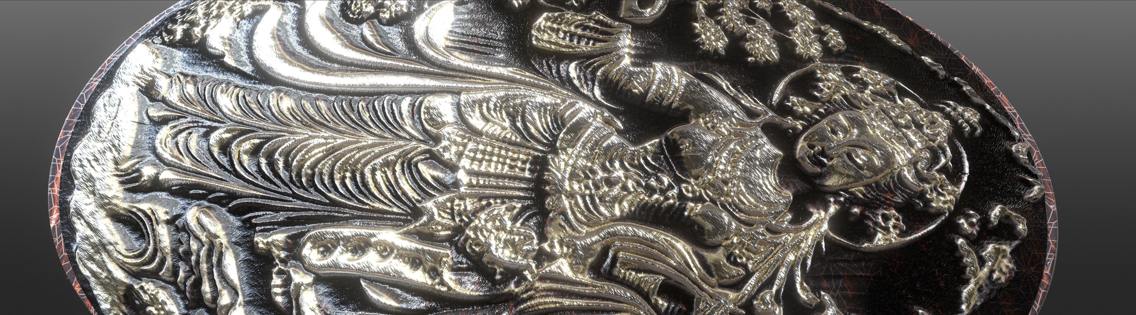 Ancient oriental sacre decorative basrelief Low-poly 3D model_10