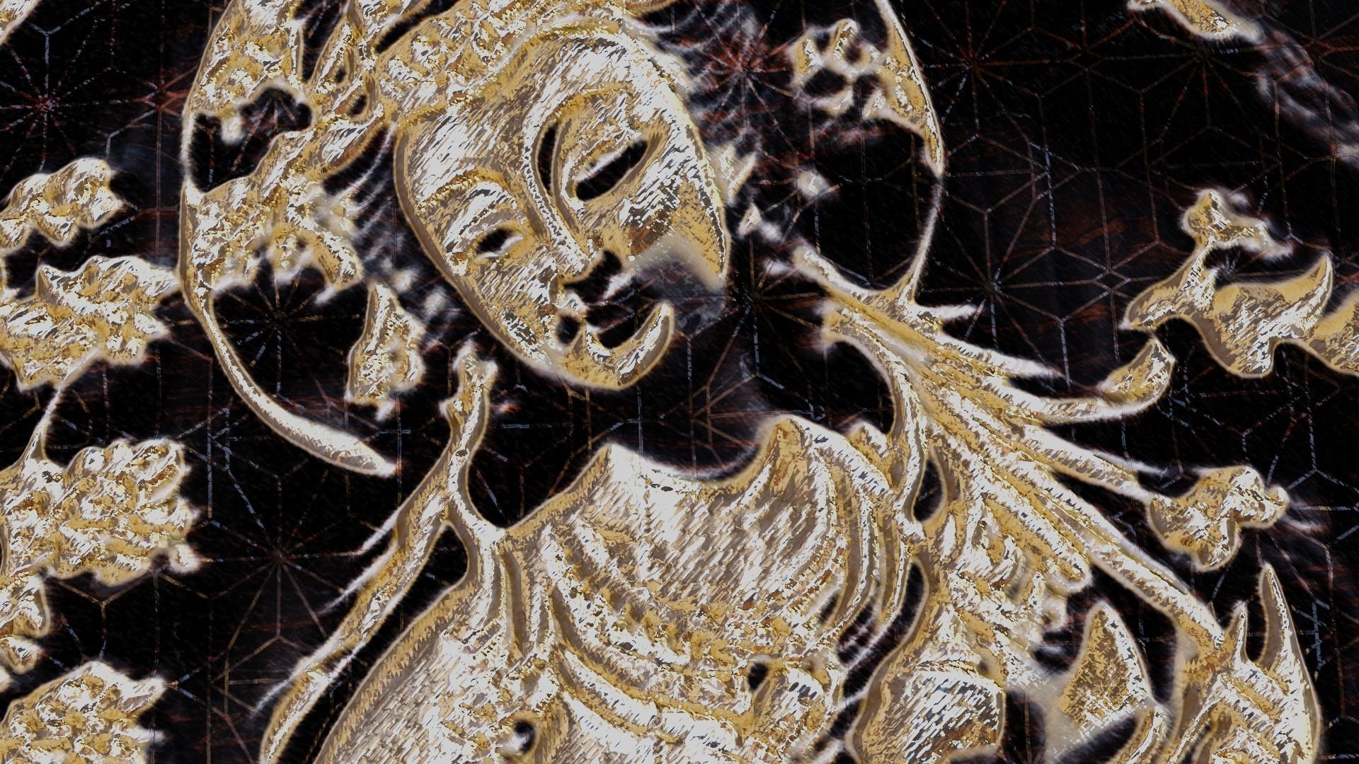 Ancient oriental sacre decorative basrelief Low-poly 3D model_25