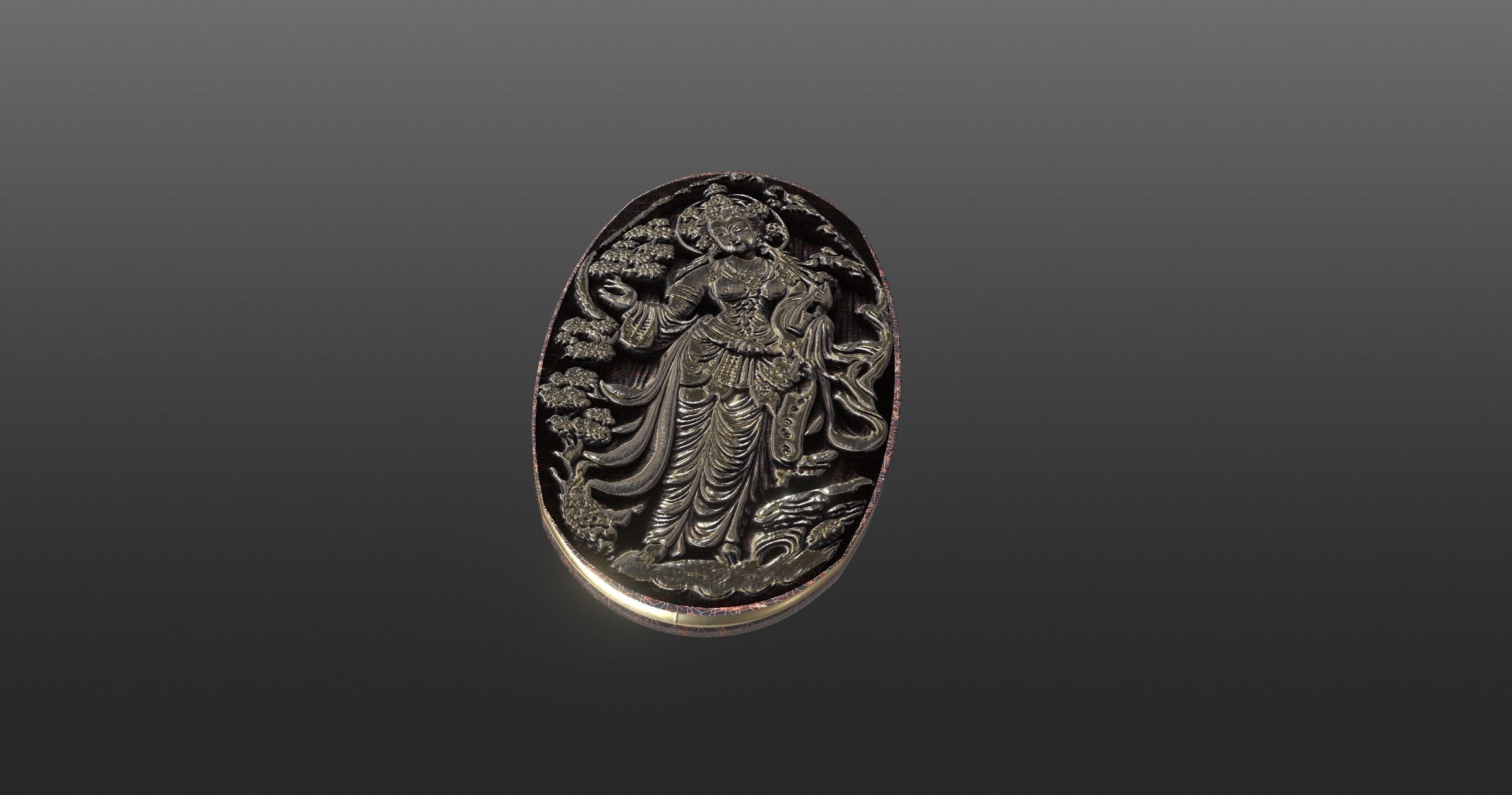 Ancient oriental sacre decorative basrelief Low-poly 3D model_18