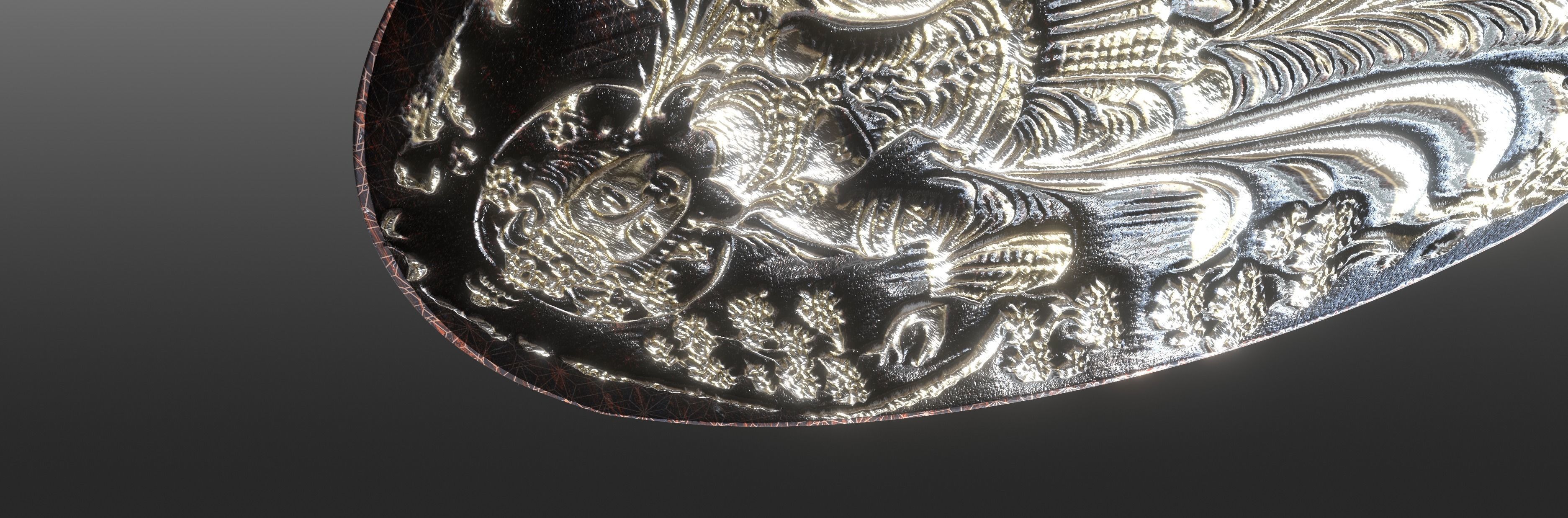 Ancient oriental sacre decorative basrelief Low-poly 3D model_43