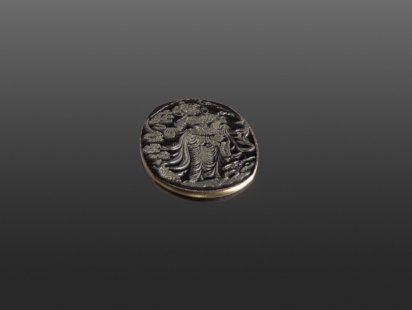 Ancient oriental sacre decorative basrelief Low-poly 3D model_15